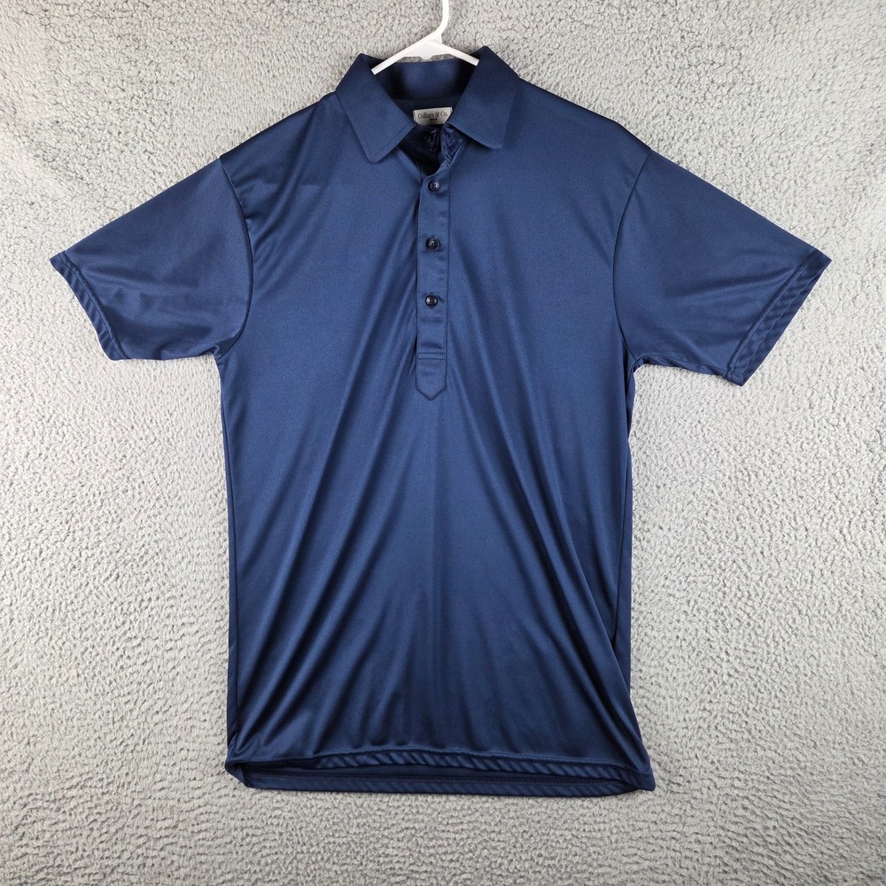 Collars and Co M Polo Shirt Blue Solid Short Sleeve Golf Office Dress Relaxed